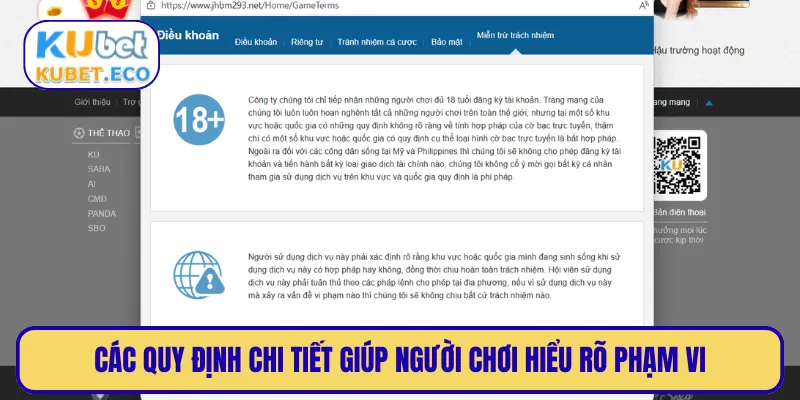Các quy định chi tiết giúp người chơi hiểu rõ phạm vi
