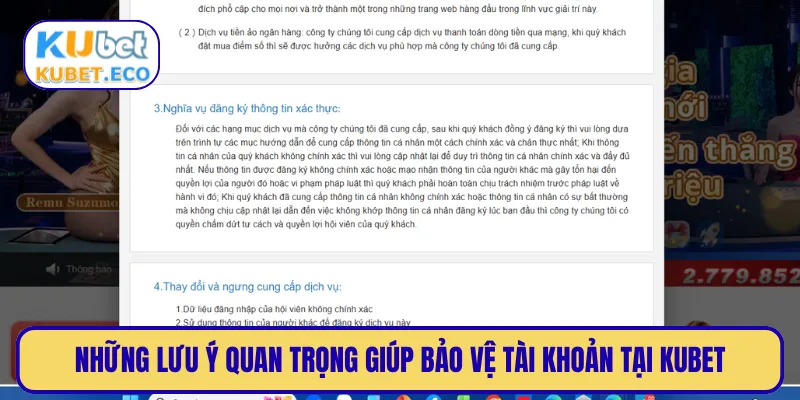 Những lưu ý quan trọng giúp bảo vệ tài khoản tại KUBET