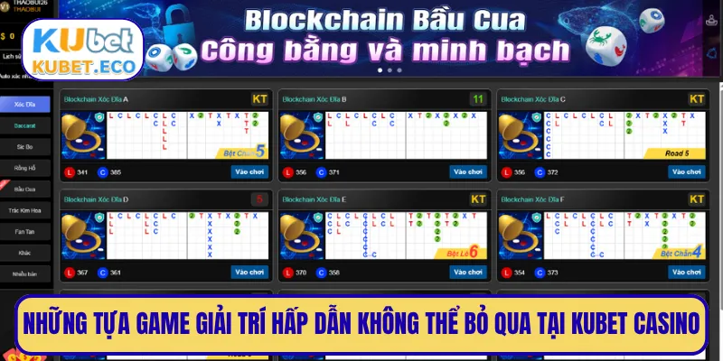 Những tựa game giải trí hấp dẫn không thể bỏ qua tại KUBET casino