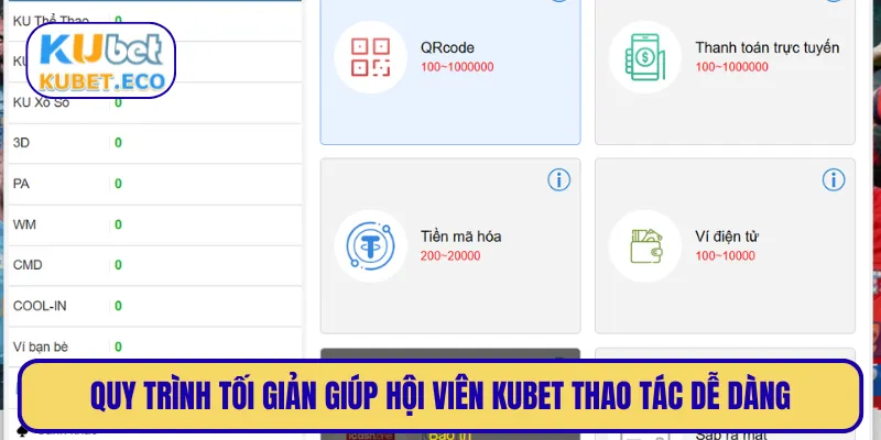 Quy trình tối giản giúp hội viên KUBET thao tác dễ dàng
