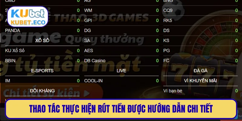 Thao tác thực hiện rút tiền được hướng dẫn chi tiết
